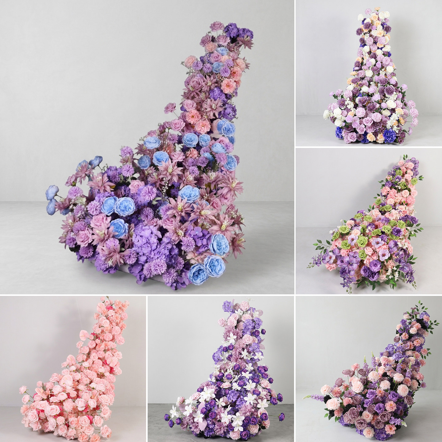 婚礼紫色仿真花瀑布桌花装饰绢花
