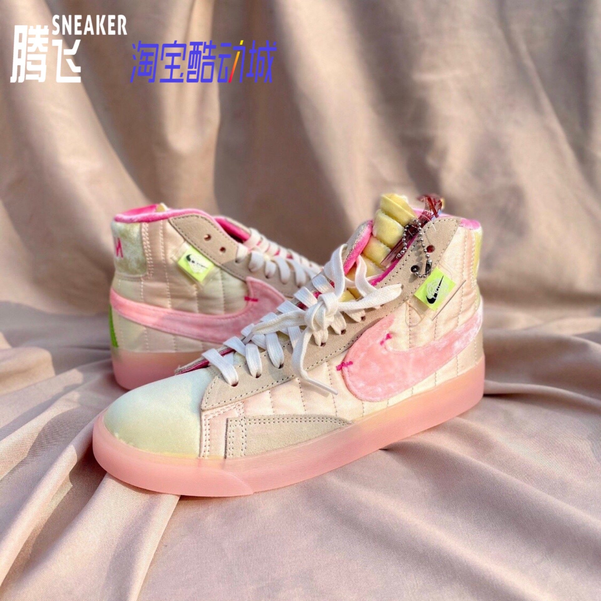 nike blazer mid cny丝绒糖果粉开拓者刮刮乐板鞋休闲鞋dd8482-16