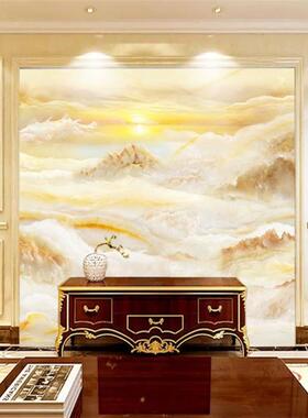 中式电视背景墙纸客厅大气装饰山水壁画影视墙布仿大理石纹3d壁纸