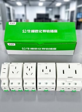 公牛AC30模数化插座DZ47X五孔10三插16A二孔导轨式配电箱轨道插座