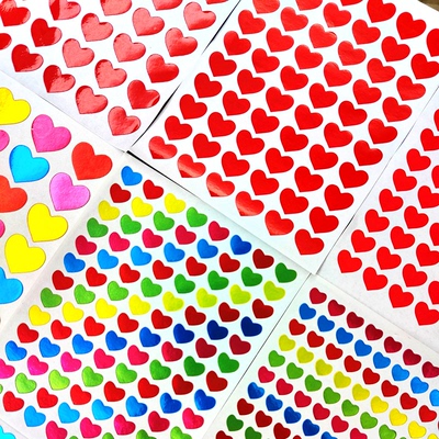 儿童奖励贴红色彩色心形爱心贴纸
