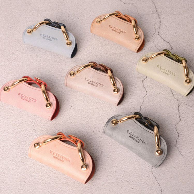 简约小巧头层牛皮手工制作钥匙包多功能大容量男女可爱真皮钥匙包