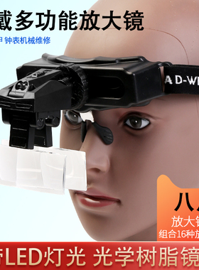 头戴眼镜式高倍28倍放大镜led灯阅读家电钟表元件手机维修牙科用