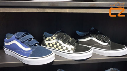 VANS OLD SKOOL os经典款黑白蓝棋盘格魔术贴帆布鞋 VN0A3D29EO1