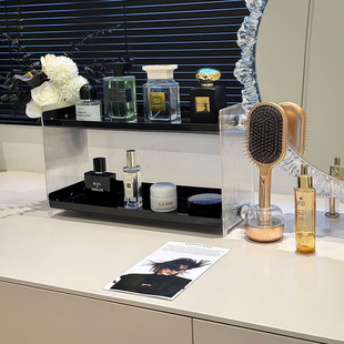 轻奢简约中古香水多层收纳架桌面上展示架梳妆台护肤品香薰置物架