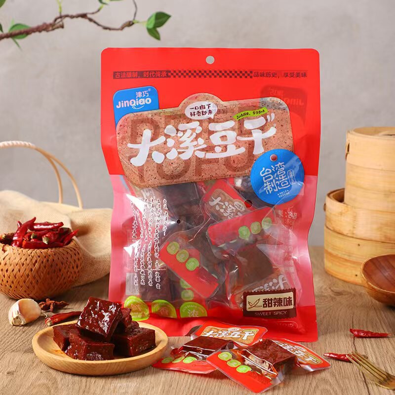 台湾特产津巧大溪豆干甜辣卤香胡椒味豆腐干休闲素食零食下酒料