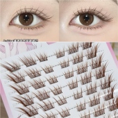 她素眼尾拉长假睫毛上扬狐系棕色眼角膜钓系纯欲风狐狸眼妆免胶水