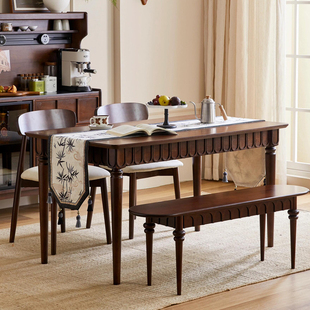 希拉里餐桌法式复古实木简约轻奢家用饭桌设计师款创意小户型长桌