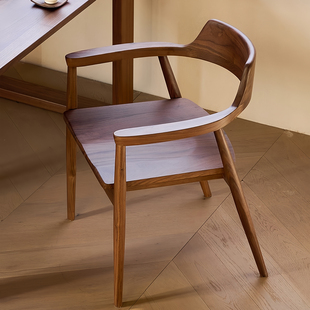 广岛总统中复古风实木餐椅小户型客厅会议洽谈休闲咖啡厅接待椅子