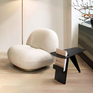 单人小沙发轻奢创意网红休闲懒人雪梨椅子羊羔绒旋转云朵椅白胖子