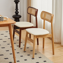 餐椅北欧实木小户型家用藤编椅子中古简约藤椅餐厅餐凳靠背书桌椅
