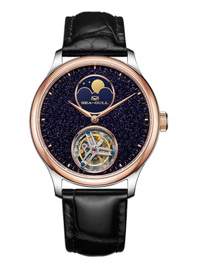 海鸥表手表多功能月相陀飞轮手动机械表鳄鱼皮表带男士腕表8832