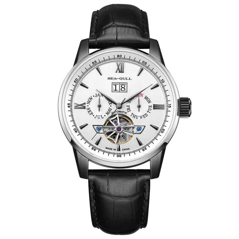 海鸥表多功能镂空飞轮机械表
