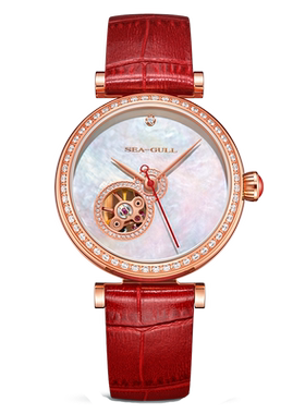 海鸥表手表葫芦型镂空贝母水钻女士自动机械表腕表6141