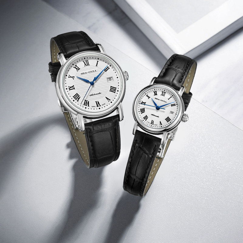海鸥表手表情侣款对表复古皮带机械表男女简约手表368