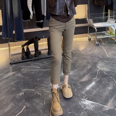 显瘦微弹九分直筒小脚裤