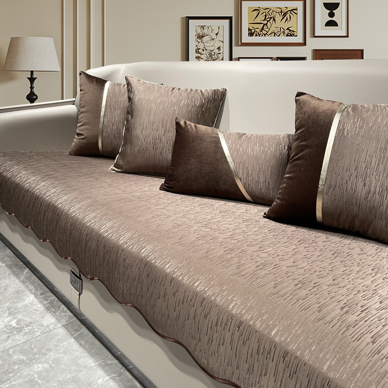 沙发垫轻奢现代高端四季通用布艺防滑时尚新款真皮坐垫套罩巾定制