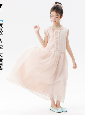 女大童夏季连衣裙薄款2026新款儿童A字甜美无袖背心公主裙亲子装