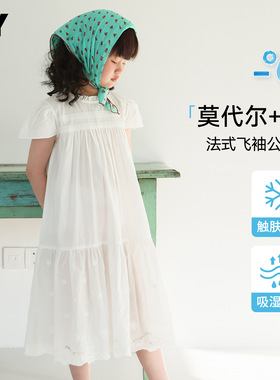 童装女童连体衣2026新款夏装儿童飞袖公主裙女孩大童夏季甜美裙子