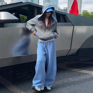 韩系早秋穿搭一整套ootd减龄松弛感慵懒风休闲运动卫衣两件套装女