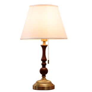 复古轻奢台灯卧室书房法式美式高端中古风拉线拉绳实木阅读床头灯