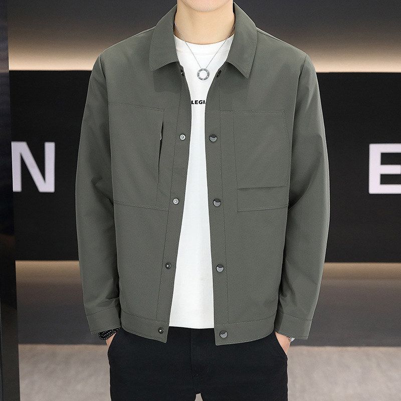 春季翻领男士外套新款工服来图