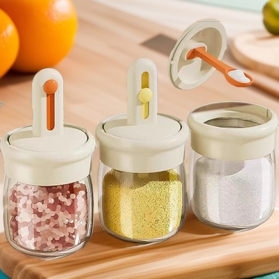 家用厨房调料盒盐糖罐密封防潮玻璃罐调味瓶罐高颜值大容量一整套