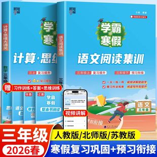 苏教版 北师版 预习复习同步练习册 学霸三年级上册寒假作业寒假衔接口算天天练计算思维大通关语文阅读理解专项训练书人教版 2026新