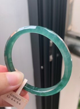 52圈危料a货翡翠切割面平安手镯冰种蓝水手镯天然翡翠女生手镯