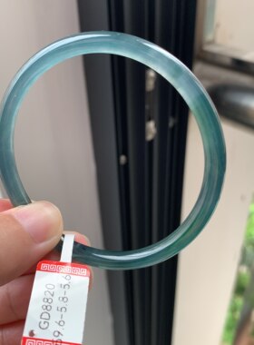 5859号危料a货翡翠海蓝之谜圆条手镯冰种蓝水叮当国风手镯