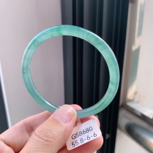 玉镯 美人条手镯 危地马拉翡翠手镯55圈口 冰油绿果冻镯颜色清爽