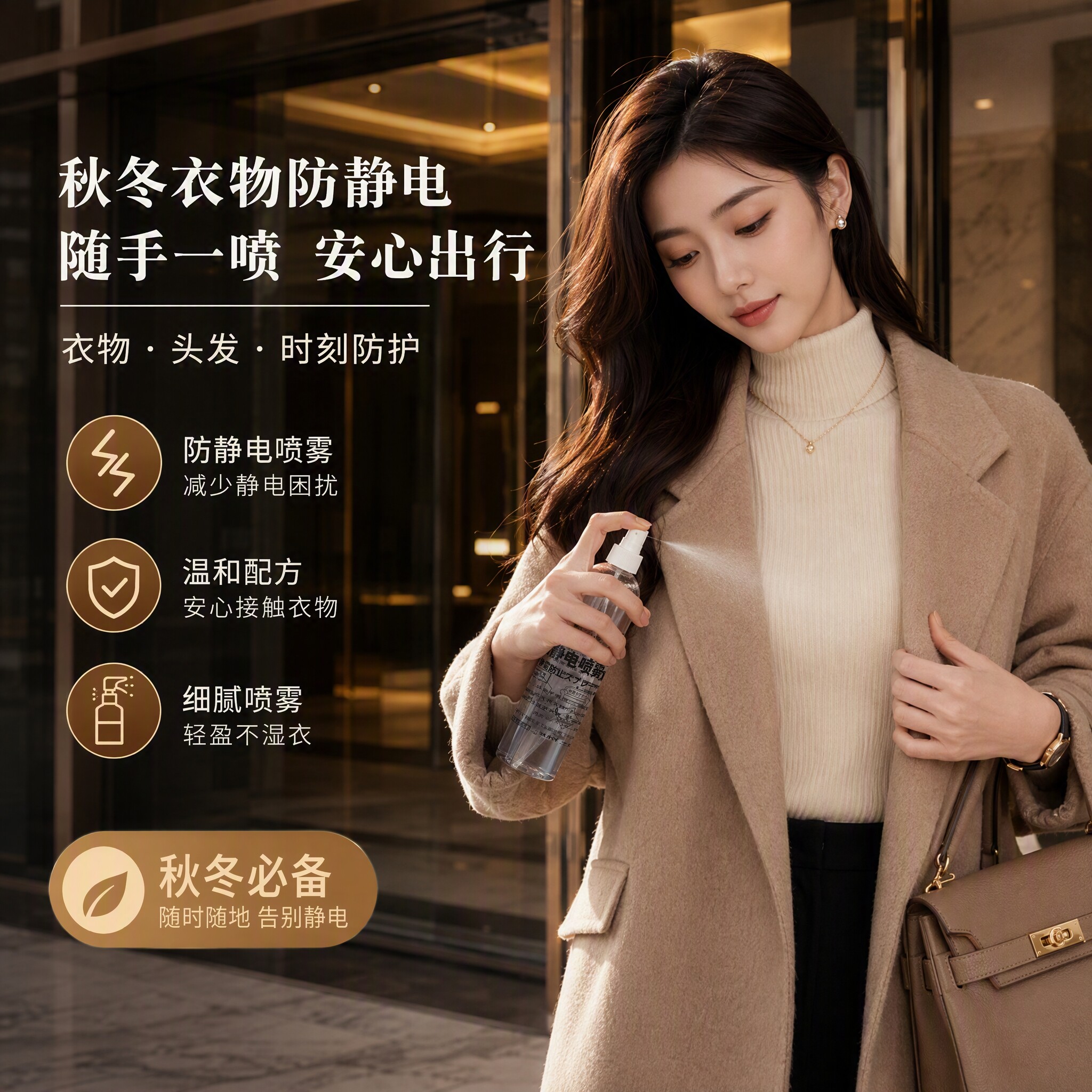 【京仓次日达】防静电喷雾衣物去皱神器头发持久抗除静电衣服日本