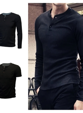 男士弹力修身硬汉打底衫内搭亨利领薄款短袖上衣美式高端纯棉t恤