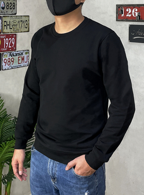 春秋男士经典套头休闲流行简约纯色圆领净版长袖卫衣2025新款爆款