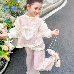 女童套装春秋2025新款洋气时髦初秋季三件套女孩宝宝儿童秋装衣服