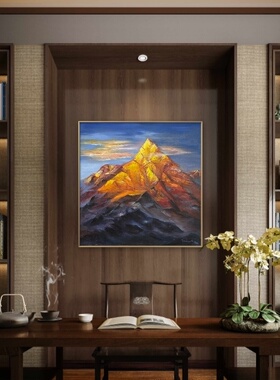 天津学士文化日照金山风景油画