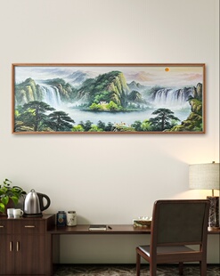 天津鼓楼艺术馆学仕文化黄玉林风景客厅油画作品200*80㎝