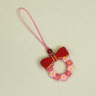 铃铛花环渐变粉色小花圣诞轮回挂件甜美情侣礼物编织DIY材料包
