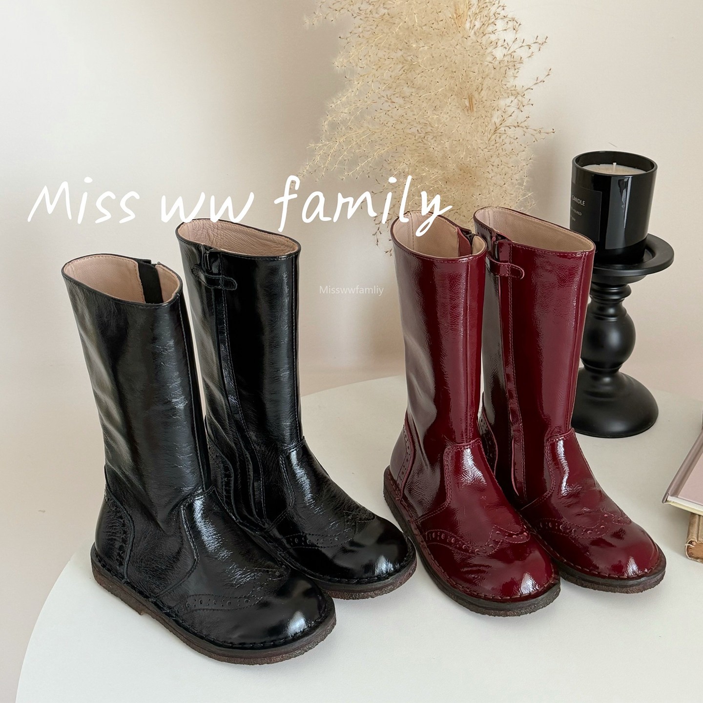 Miss ww family女童新款雕花手工羊皮复古西部靴,童鞋/婴儿鞋/亲子鞋,皮靴,淘宝优惠券,粉丝福利购,淘宝优惠卷