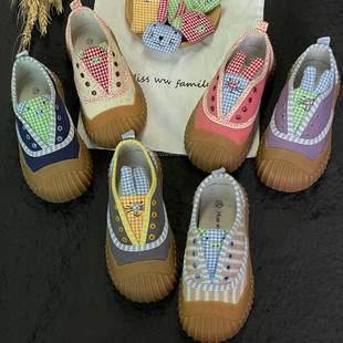 手工制作儿童帆布室内鞋防滑幼儿园一脚蹬family choose