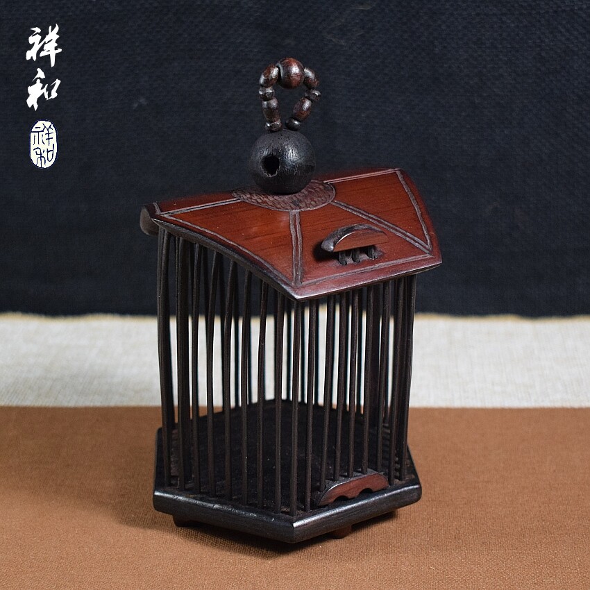 六边形蝈蝈笼子非遗名家陆氏虫具纯手工全竹制罐艺品仿古国潮雕刻