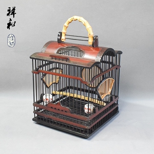 扇形窗画眉绣眼小鸟笼子八哥叶青相思蜂鸟攀雀全竹制纯手精工非遗