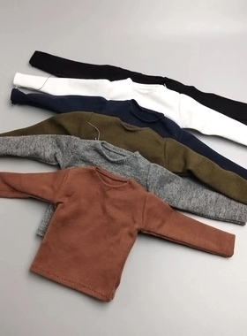 现货1/6兵人偶男装纯棉圆领长袖T恤上衣 适合30CM素体娃娃