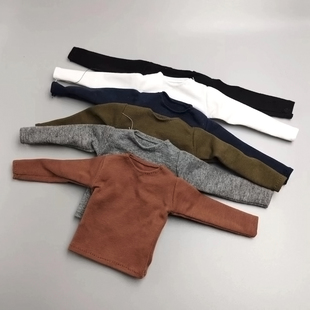 现货1/6兵人偶男装纯棉圆领长袖T恤上衣 适合30CM素体娃娃