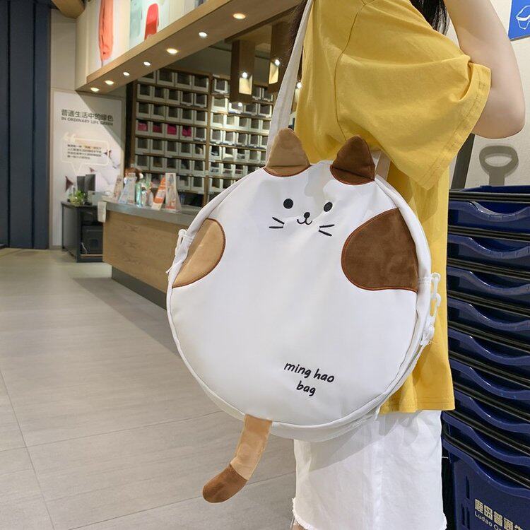 大容量帆布包包女2022新款潮小众卡通猫咪单肩包可爱少女学生大包