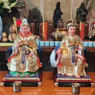 一尺六19寸金身后土夫人地姥元 君地母娘娘木雕工艺香樟木连座神像