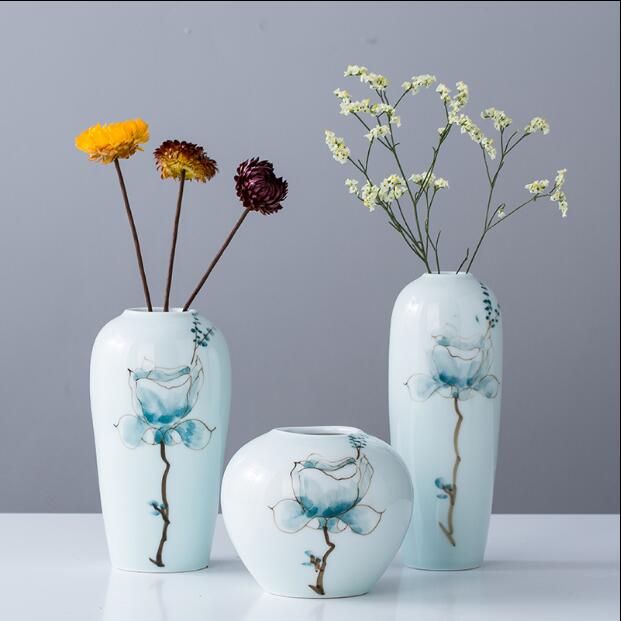 现代简约小花瓶新中式三件套客厅餐桌电视柜桌面插花水养陶瓷摆件|ruв категории Домашний быт, ваза/цветок/искусственные цветы/моделирование украшения, цветок/ваза, ваза - от Buy2taobao.com для оказания профессиональной услуги покупки агента Taobao