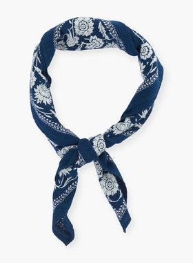 美国原创／棉质印花藏蓝色小方巾领巾头巾发带围巾／Navy bandana