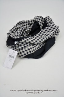 美国单,经典格纹双拼双层真丝双绉围脖丝巾/围巾,neck warmers