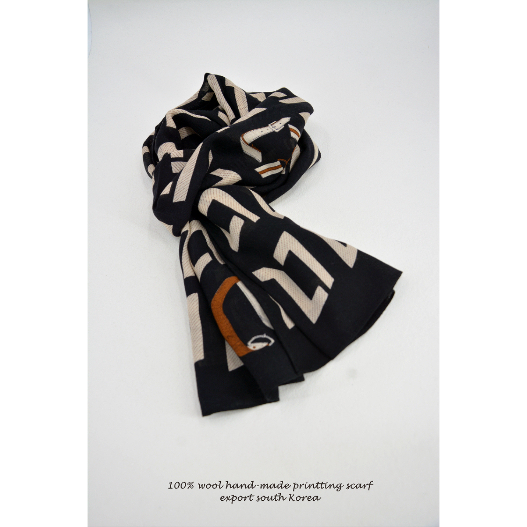 秋冬印花简约欧美女羊毛丝巾围巾